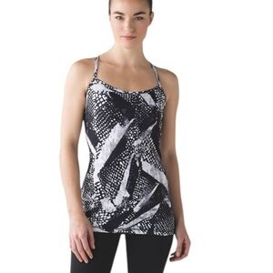 NWT Lululemon Power Y Tank Luon Static Mist White Black Size 6